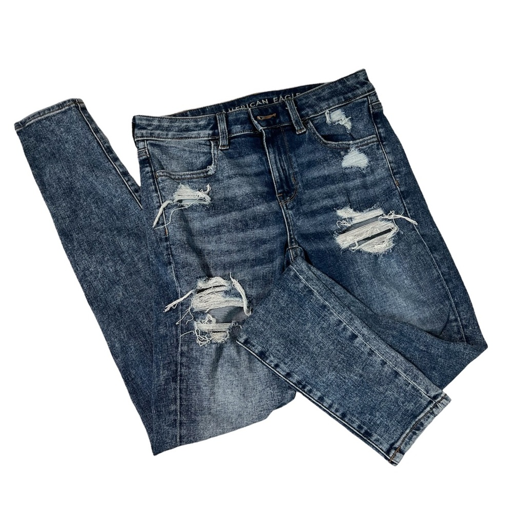 American Eagle Jeans Super Stretch Stone Wash Jegging Sz 4 Long